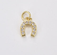 18K Gold Filled Dainty Horse Shoe Charm Pendant, CZ Micro Pave Horse Shoe Charm, Horseshoe Charm, Horse Shoes, 10X8mm, CP355