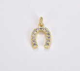 18K Gold Filled Dainty Horseshoe Charm, Horseshoe Pendant, Cubic Zirconia Micro Pave Horse Shoe for Necklace Bracelet Earrings Jewelry Making Supply, CP1740