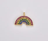 18K Gold Filled Colorful Cubic Zirconia Micro Pave Rainbow Charm, Rainbow Pendant, DIY Fashion Jewelry Pendant Add on Necklace Bracelet Earring, CP1754