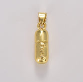 18K Gold Filled Dainty Pill Bar Charm, Word Charm Fuck for Bracelet Necklace Earrings Component for Jewelry Making Supply, CP1774A
