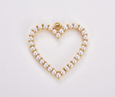 18K Gold Filled Heart Pearl Charm, Hollow Heart Pendant, Valentines Gift, Heart Pendant for Necklace Bracelet Charm Component Supply, CP1781