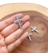 Silver Skull Head Cross Charm, Skeleton Skull Head Cross Pendant, Cross Necklace Charms, Jewelry Making Supplies, 35x21mm, CP1797