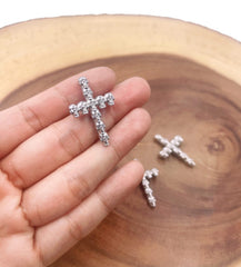 Silver Skull Head Cross Charm, Skeleton Skull Head Cross Pendant, Cross Necklace Charms, Jewelry Making Supplies, 35x21mm, CP1797