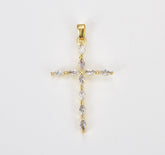 18K Gold Filled Dainty Cross Charm, Cubic Zirconia Micro Pave Cross Pendant, Cross Charm for Necklace Bracelet Rosary Jewelry Making Supply, 36x21mm, CP1821
