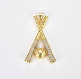 18K Gold Filled Baseball Bat and Ball Charm, Softball Gears Pendant, Baseball Sports Charm, 3D Baseball Gears for Jewelry Making Component, CP1824