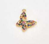 18K Gold Filled Dainty Colorful CZ Butterfly Charm, Gold Filled Mariposa Pendant for Bracelet, Earring, Necklace Component for Jewelry Making Supply, CP1844