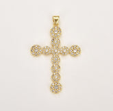 18K Gold Filled Dainty Cross Charm, Gold Filled CZ Micro Pave Pendant, Catholic Jewelry for Necklace Bracelet Jewelry Making Supply, 47x30mm, CP1845