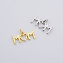18K Gold Filled Dainty Mom Charm, Mom Pendant, Mothers Day Gift, Mom Pendant for Bracelet, Necklace Component, DIY Jewelry Making Supply, CP1848