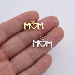 18K Gold Filled Dainty Mom Charm, Mom Pendant, Mothers Day Gift, Mom Pendant for Bracelet, Necklace Component, DIY Jewelry Making Supply, CP1848