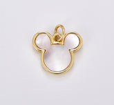 White Shell Mouse Head Charm, Gold Filled Mouse Pendant, Dainty Mouse Pendant, Animal Charm, 14x14mm, CP1855