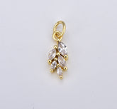 18K Gold Filled Dainty Multiple Clear Marquise Charm, Cubic Zirconia Leaf Mini Add-On Charm for Necklace Bracelet Jewelry Making Supply, 17x6mm, CP1877
