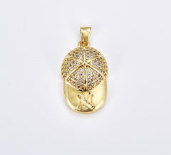 18K Gold Filled New York Cap Charm, NY Baseball Cap Pendant, NY Baseball Fan Charm Pendant, Baseball Sports Charm Jewelry for Men, Boyfriend Gift, CP1883