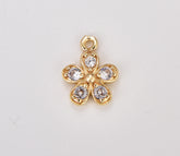 18K Gold Filled Dainty Flower Charm, Micro Pave Floral Pendant, Mini Flower Pendant for Necklace Bracelet Jewelry Making Supply, 14x10mm, CP1887