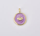 18K Gold Filled Dainty Enamel Butterfly Medallion Charm, Butterfly Pendant, DIY Craft Bracelet Necklace Pendant Charm for Jewelry Making, CP1898A