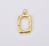 18K Gold Filled Dainty Rectangle Charm, Hollow Pendant, Rectangle Square Charm for Necklace Bracelet Jewelry Making Supply, 23x13mm, CP1899