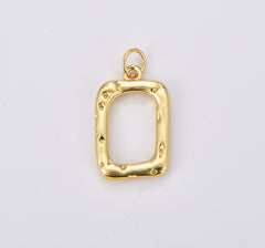 18K Gold Filled Dainty Rectangle Charm, Hollow Pendant, Rectangle Square Charm for Necklace Bracelet Jewelry Making Supply, 23x13mm, CP1899
