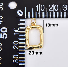 18K Gold Filled Dainty Rectangle Charm, Hollow Pendant, Rectangle Square Charm for Necklace Bracelet Jewelry Making Supply, 23x13mm, CP1899