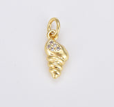 18K Gold Filled Dainty Shell Charm Pendant, Sea Clam Shell Micro Paved CZ Charm, Beach Charm, Ocean Charm, Summer Charm, Gift for Her, CP1916