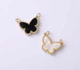 18K Gold Filled Dainty Butterfly Charm Pendant, Butterfly Mariposa Shell Pearl Top Charm Connector for Necklace Bracelet Component, CP1919