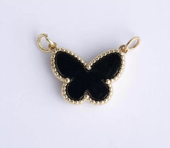 18K Gold Filled Dainty Butterfly Charm Pendant, Butterfly Mariposa Shell Pearl Top Charm Connector for Necklace Bracelet Component, CP1919