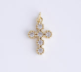18K Gold Filled Dainty Cross Charm, Gold Filled CZ Micro Pave Cross Pendant, DIY Fashion Jewelry Making Supply for Necklace Bracelet Earring, 17x13mm CP1931