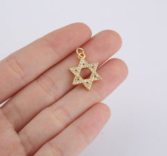 18K Gold Filled Star of David Charm, Star Pendant, Jewish Charm, Magen David Religious Jewelry for Necklace Bracelet Jewelry Making, CP1935A