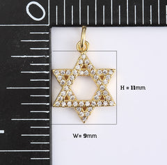 18K Gold Filled Star of David Charm, Star Pendant, Jewish Charm, Magen David Religious Jewelry for Necklace Bracelet Jewelry Making, CP1935A