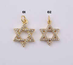 18K Gold Filled Star of David Charm, Star Pendant, Jewish Charm, Magen David Religious Jewelry for Necklace Bracelet Jewelry Making, CP1935