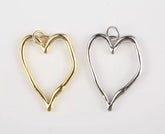 18K Gold Filled Open Heart Charm, Hollow Heart Pendant for Necklace Bracelet Jewelry Making Supply, 26x18mm, CP1943