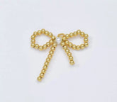 18K Gold Filled Beaded Ribbon Bow Pearl Charm Pendant for Necklace Bracelet Jewelry Making Supply, Gift for Her, 35x33mm, CP1948