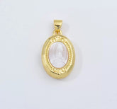 18K Gold Filled Mother Of Pearl Virgin Mary Charm, Virgin Mary Pendant, White Shell Lady of Guadalupe Charm, Religious Gift, 19x15mm, CP1949