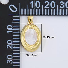 18K Gold Filled Mother Of Pearl Virgin Mary Charm, Virgin Mary Pendant, White Shell Lady of Guadalupe Charm, Religious Gift, 19x15mm, CP1949