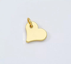 18K Gold Filled Plain Small Heart Charm, Heart Mini Add-On Charm Pendant for Necklace Bracelet Jewelry Making Supply, 12x11mm, CP1950