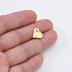 18K Gold Filled Plain Small Heart Charm, Heart Mini Add-On Charm Pendant for Necklace Bracelet Jewelry Making Supply, 12x11mm, CP1950