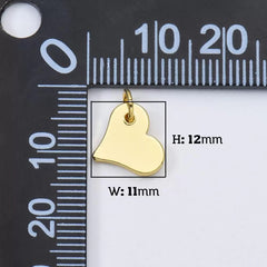 18K Gold Filled Plain Small Heart Charm, Heart Mini Add-On Charm Pendant for Necklace Bracelet Jewelry Making Supply, 12x11mm, CP1950