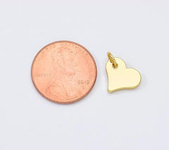 18K Gold Filled Plain Small Heart Charm, Heart Mini Add-On Charm Pendant for Necklace Bracelet Jewelry Making Supply, 12x11mm, CP1950