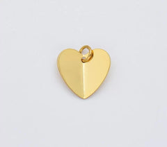 18K Gold Filled Small Heart Charm, Heart Mini Add-On Charm Pendant for Necklace Bracelet Jewelry Making Supply, 12x11mm, CP1951