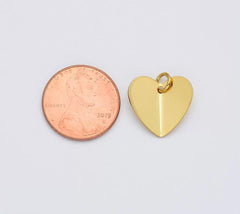 18K Gold Filled Small Heart Charm, Heart Mini Add-On Charm Pendant for Necklace Bracelet Jewelry Making Supply, 12x11mm, CP1951