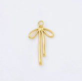 18K Gold Filled Ribbon Bow Minimalist Charm Pendant for Necklace Bracelet Earrings Jewelry Making Supply, CP1952