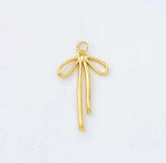 18K Gold Filled Ribbon Bow Minimalist Charm Pendant for Necklace Bracelet Earrings Jewelry Making Supply, CP1952