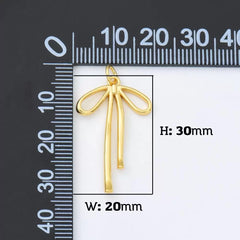 18K Gold Filled Ribbon Bow Minimalist Charm Pendant for Necklace Bracelet Earrings Jewelry Making Supply, CP1952