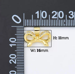 18K Gold Filled Ribbon Bow CZ Micro Pave Charm Pendant for Necklace Bracelet Earrings Jewelry Making Supply, CP1953