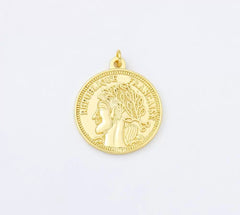 18K Gold Filled Replica Ancient French Coin Charm Pendant for Necklace Bracelet Jewelry Making, CP1954