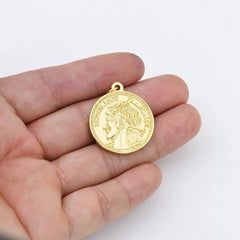 18K Gold Filled Replica Ancient French Coin Charm Pendant for Necklace Bracelet Jewelry Making, CP1954