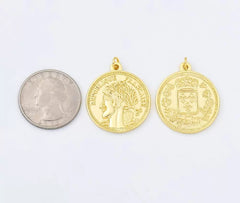 18K Gold Filled Replica Ancient French Coin Charm Pendant for Necklace Bracelet Jewelry Making, CP1954