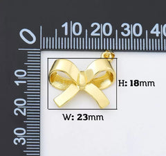 18K Gold Filled Ribbon Bow Minimalist Charm Pendant for Necklace Bracelet Earrings Jewelry Making Supply, CP1955