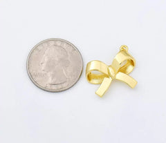 18K Gold Filled Ribbon Bow Minimalist Charm Pendant for Necklace Bracelet Earrings Jewelry Making Supply, CP1955