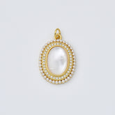 18K Gold Filled Shell Pearl Oval Charm, Mother Of Pearl Pendant for Necklace Bracelet Jewelry Making, CP1960