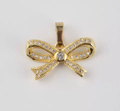 18K Gold Filled Dainty Bow Knot Charm, Ribbon Bow Minimalist Pendant for Necklace Bracelet Jewelry Making Supply, 19x11mm, CP1941