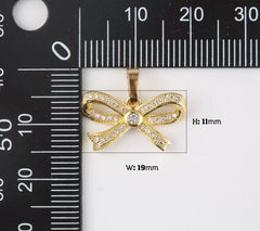 18K Gold Filled Dainty Bow Knot Charm, Ribbon Bow Minimalist Pendant for Necklace Bracelet Jewelry Making Supply, 19x11mm, CP1941